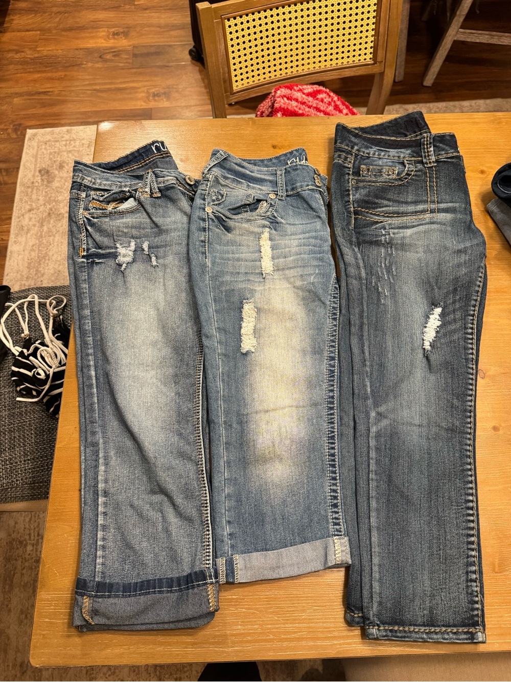 Rue21 Trio of Distressed Blue Cropped Jeans